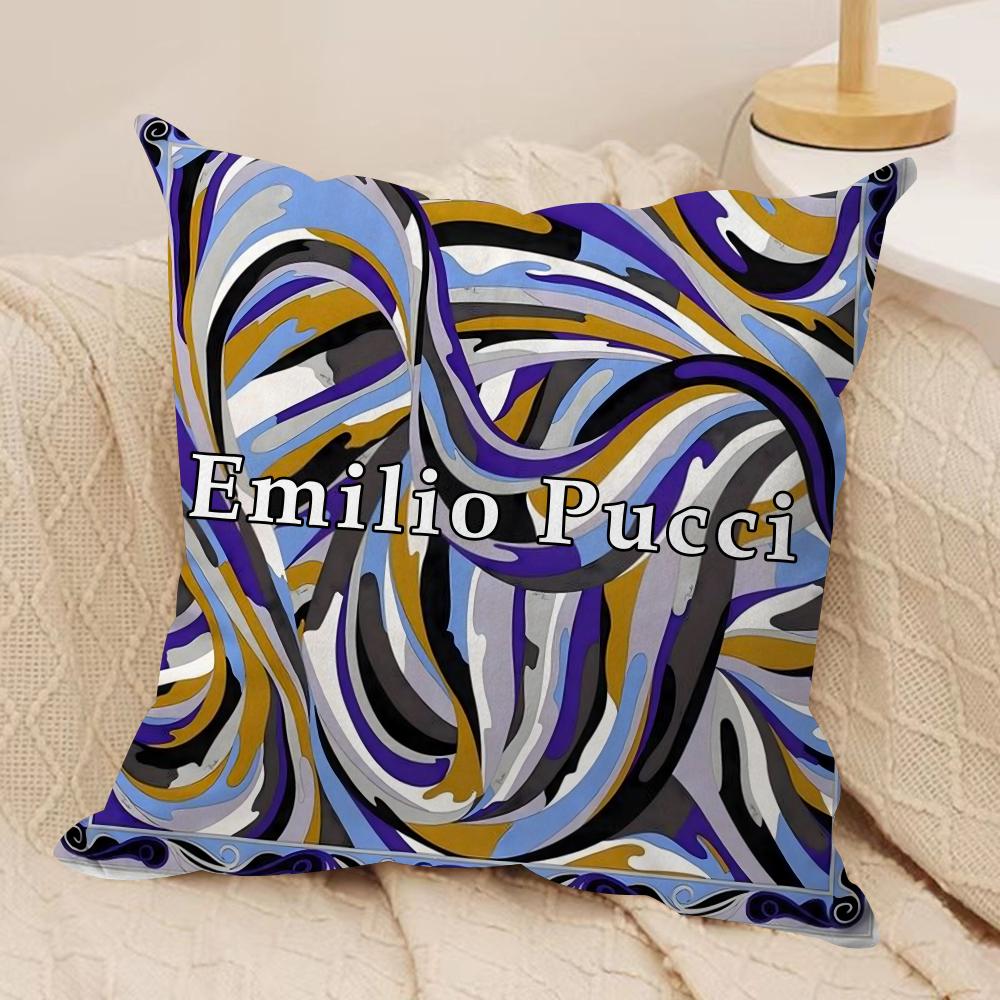 Fashion E-EE-Emilio logo P-Pucci Cushion Cover Soft Plush Double-Sided Pillow Cover Cozy Sofa Cushion Case Living Room Home Gift