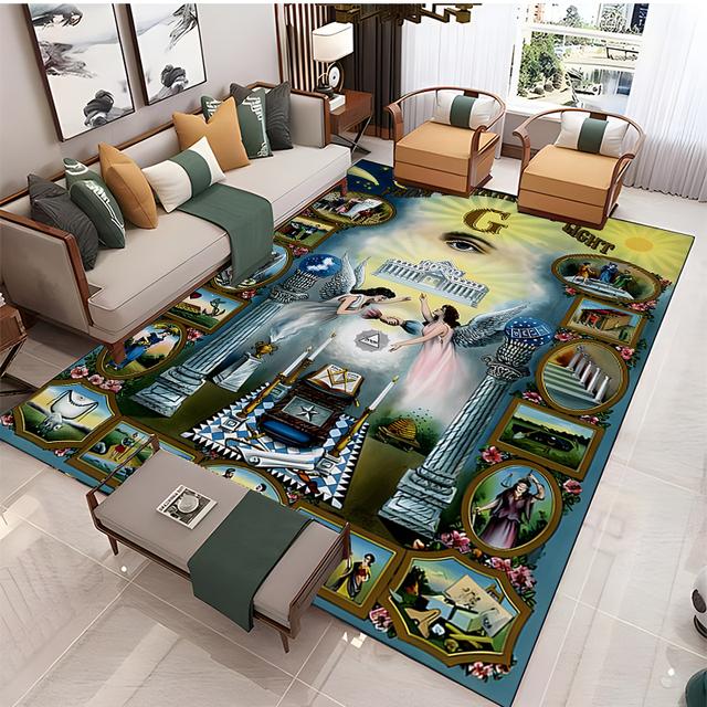 Modern Masonic Living Room Home Decoration Sofa Table Large Rug Bathroom Non-slip Floor Mat