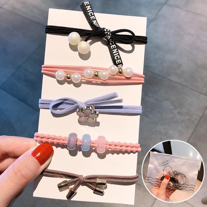 1 Set Elastico per Capelli Korean Simple Durevole Elastici per Capelli Accessori per Ragazze Corda per Capelli Anello Copricapo