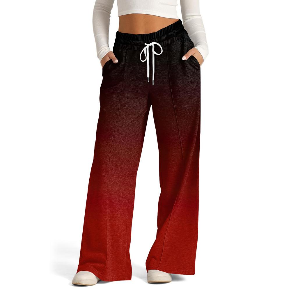 Women's Wide-leg Casual Pants High Waist Gradient Sports Pants