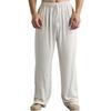 New Youth Male Solid Colour Cotton Linen Drawstring Loose Casual Trousers