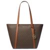 MK Pratt Metal Logo Zipper Closure Leather Tote Bag Women Tote Brown 35R4GOT3B-BROWN