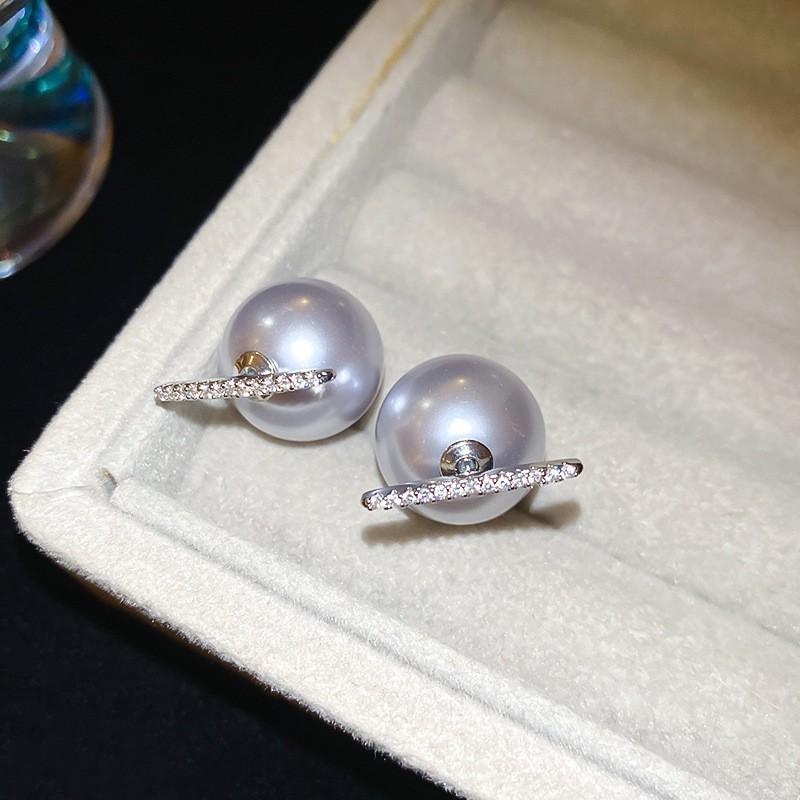 Zircon Geometric Pearl Stud Earrings Autumn and Winter Retro Elegant Earrings Temperament Earrings Women