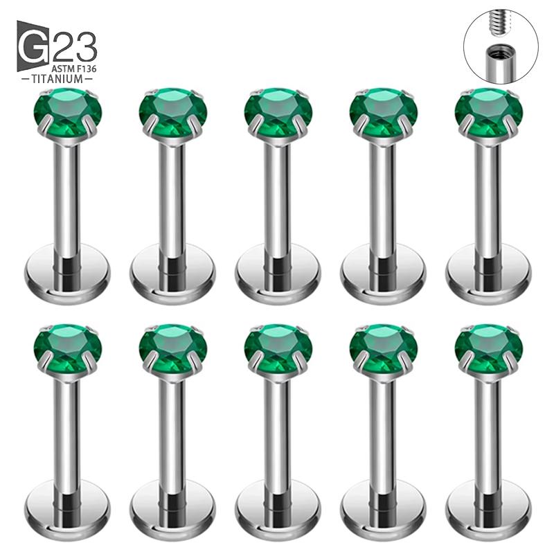 10 Stück ASTM F136 Titan 2/2,5/3/4mm CZ Labret Stud 16G Tragus Helix Knorpel Conch Flatback Ohrläppchen Piercing Körperschmuck