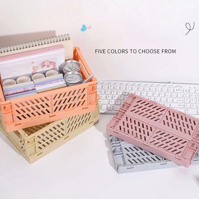 Organizing Storage Baskets Case Folding Student Desktop Basket Tape Stationery Plastic Foldable Container Storage Box