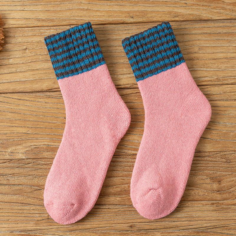 Chaussettes Super Épaisses pour Femme Hiver Mi-mollet Chaussettes en Laine, Épaissies et Molletonnées Chaudes Chaussettes Longues pour Femme, Chaussettes Noires Amples en Coton Cachemire