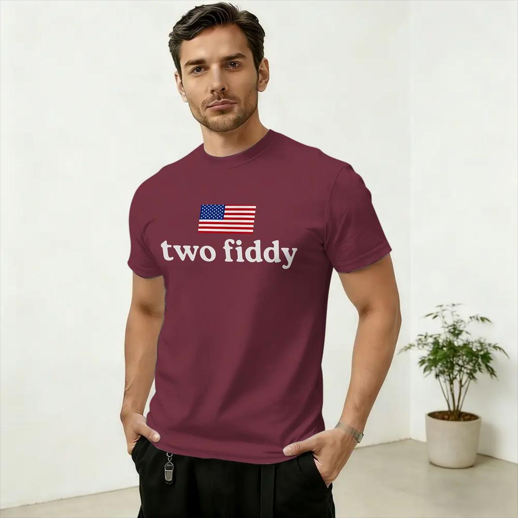 Two Fiddy T Shirts Unisex 100 Cotton Leisure TShirts Crew Neck Tee Shirt Short Sleeve Clothing Plus Size