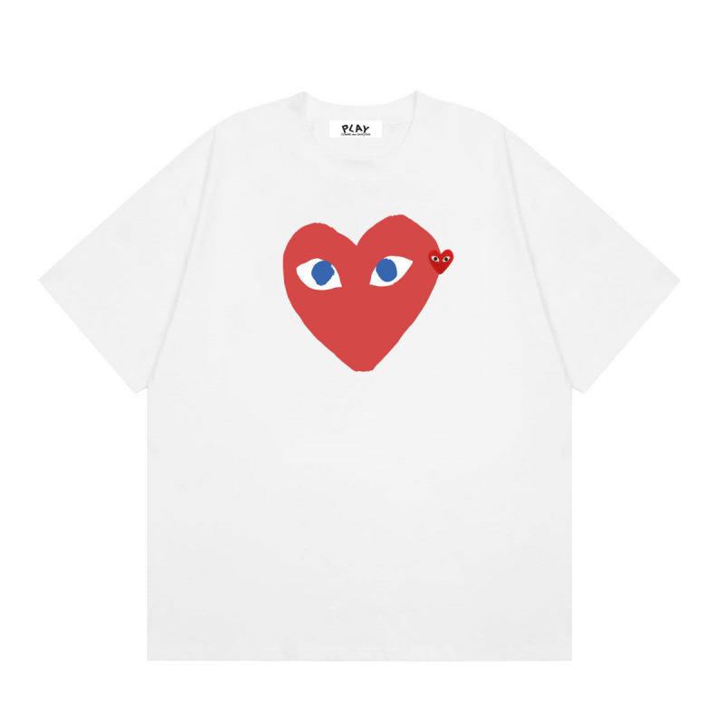 Japanese trendy brand heart-print short-sleeve T-shirt, unisex loose couple's summer casual daily versatile top