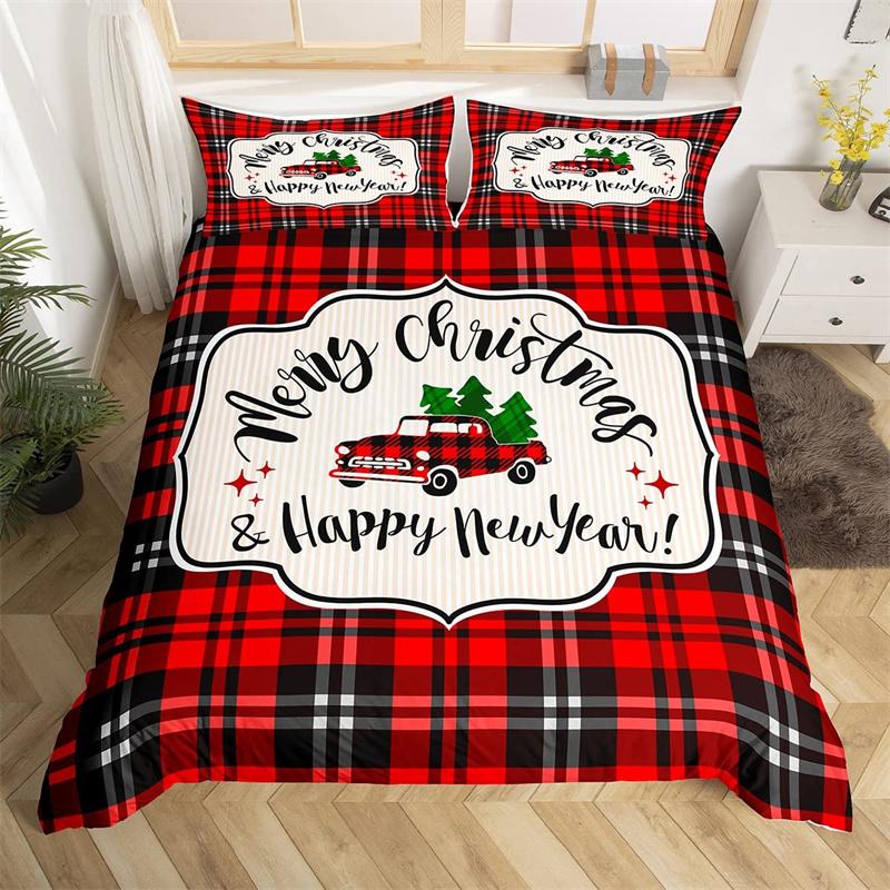 Vánoční povlak na přikrývku Santa Claus Ložní souprava Vánoční Šťastný Nový Rok Dekor Přikrývka Mikrovlákno Přehoz na postel Královská velikost