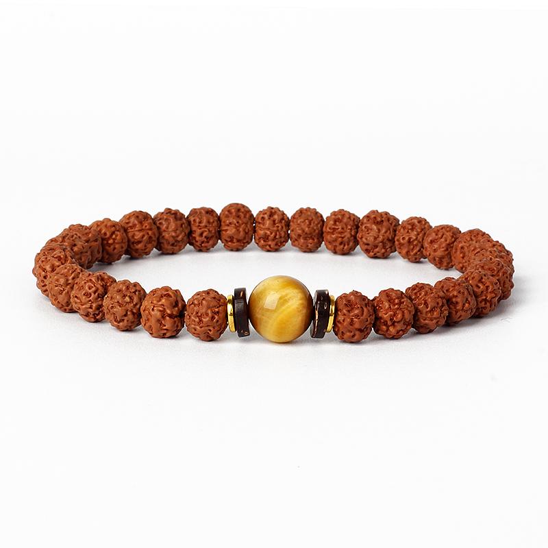 Natural Wood Star Moon Bodhi Seeds Bead Bracelet Promotes Meditation Wisdom & Good Luck Fortune Enlightenment Harmony Jewelry