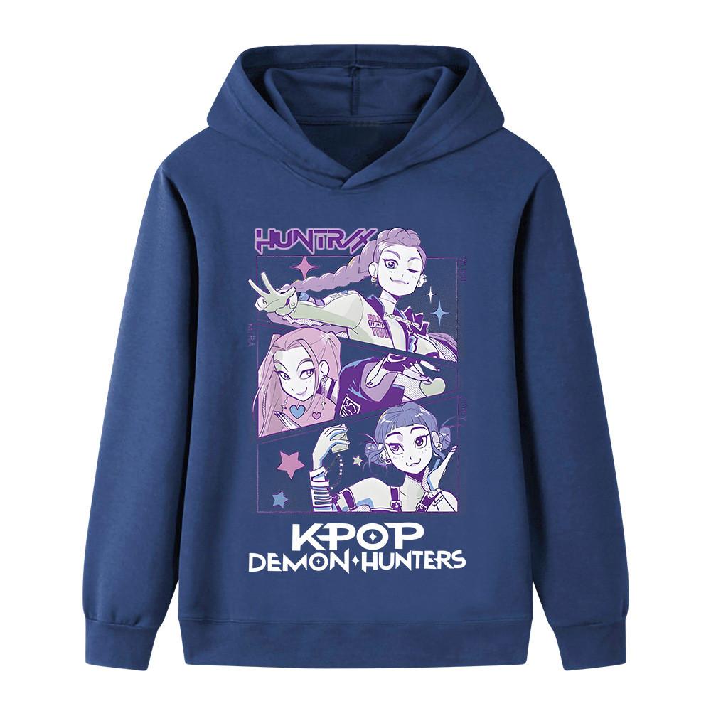 B1198 Kids Boys Girls Kpop Rumi Zoey Mira Print Long Sleeves Hoodie
