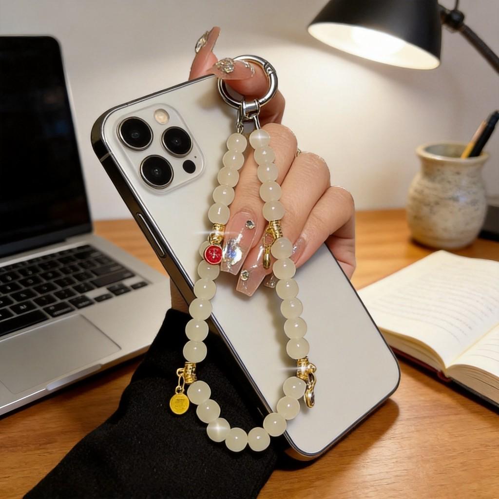 Portable Pvc Handcrafted Phone Lanyard With Peace And Joy Beads For Men And Women