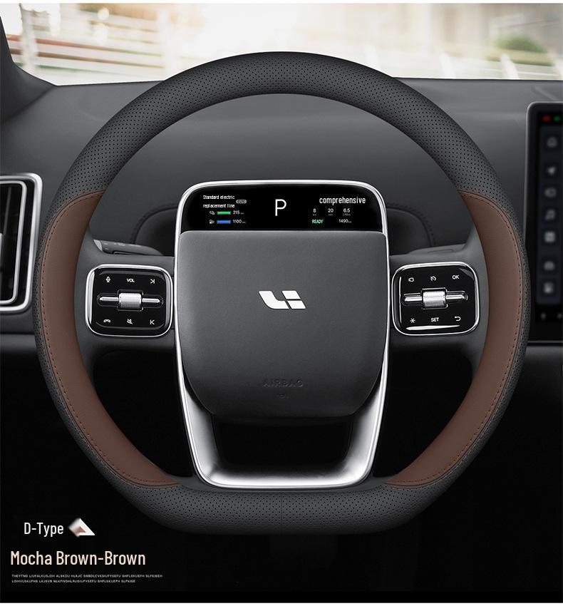 Ultra-Thin Genuine Leather Steering Wheel Cover for Ideal L6/L7/L8/L9 MEGA ONE – Anti-Slip, All-Season