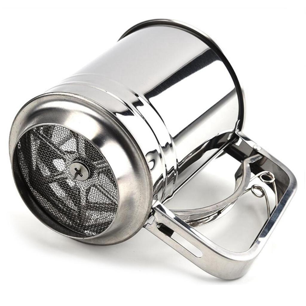 Stainless Steel Flour Sifter with Handle Mesh Cooking Accessory Double Layer