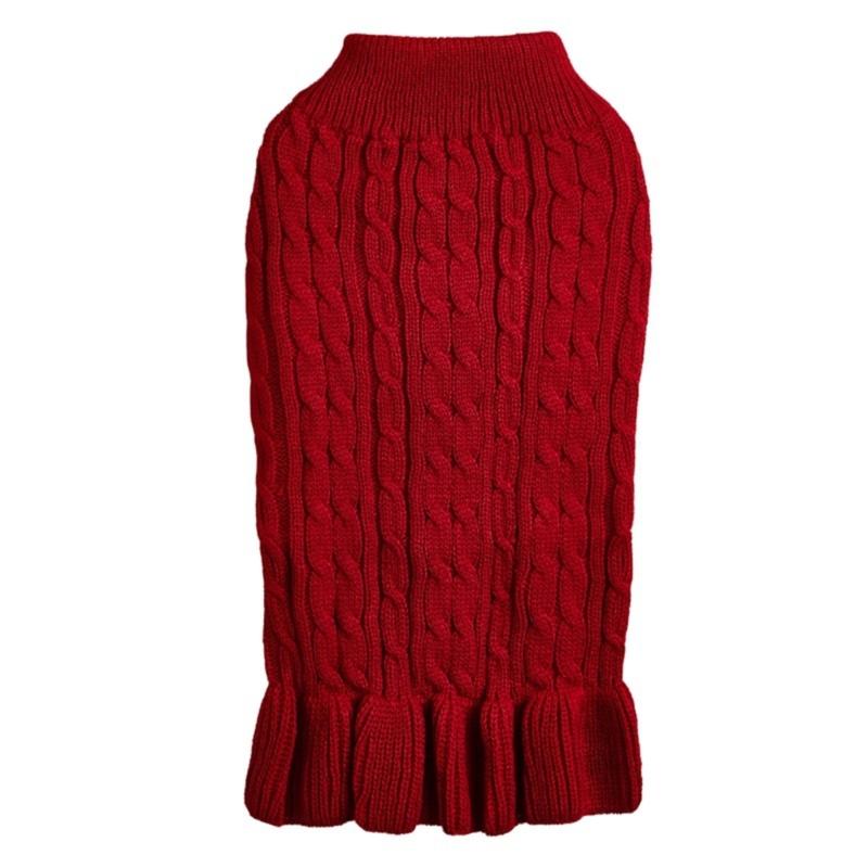 

Elegant Cable Dog Sweater Ribbed Design Cozy Winter Outfit Trim Pets Apparel Perfect For Indoor Outdoor Use S бордовый
