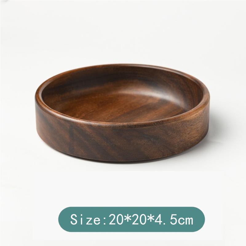 HeMu-Acacia Wood Solid Wood Dried Fruit Snack Plate, Salad Bowl, Multi-cell Snack Plate, Chinese Style