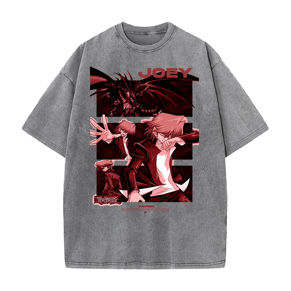 Joey Anime T-shirt Harajuku Gothic Washed T Shirt Men's Clothing Summer Short Sleeve Casual Cotton Tees Tops
