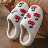 Embroidered Fruit Design Men's & Women's Indoor Cotton Slippers