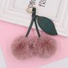 Cherry Plush Fur Ball Keychain for Women - Bag, Backpack, and Car Ornament