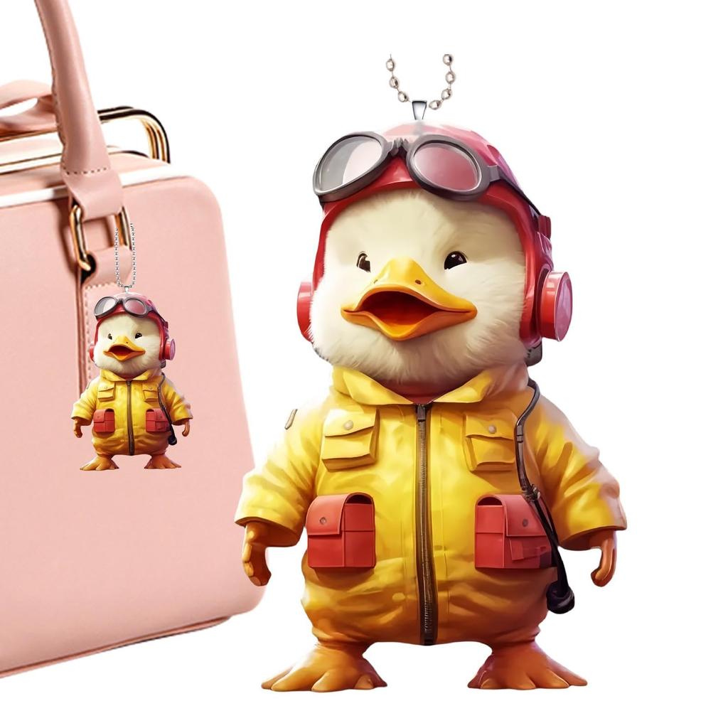 [Hkuoeue] Duck 2D Flat Keychain, Duck 2D Ornament | Cartoon Keychain 2D Duck Suit