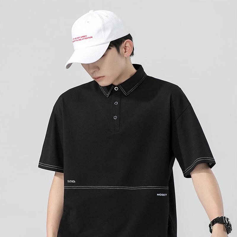 JIAOXIU Men s Silk Mercerized Pique Cotton Polo Shirt M