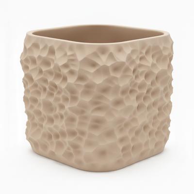 Beige Decorative Pot for Plants, Organic Structure