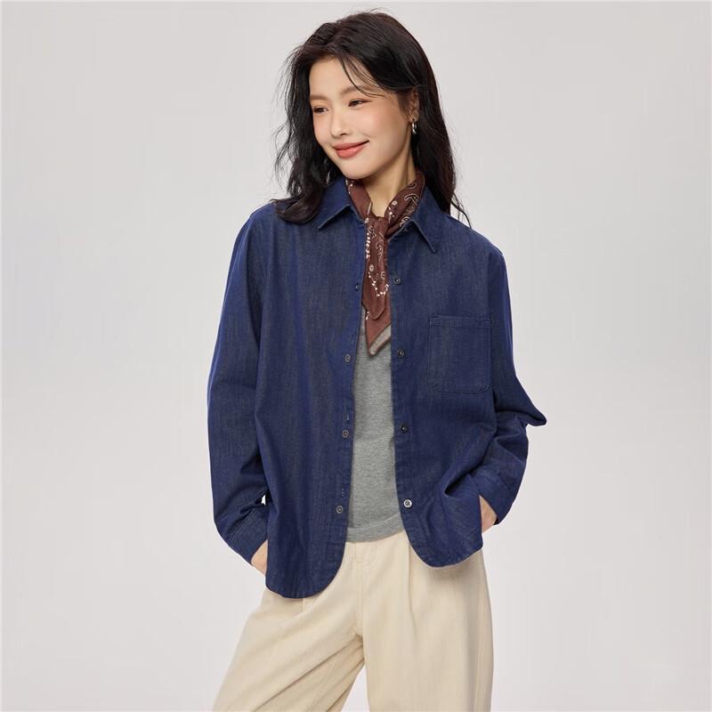 Giordano Women's Loose-Fit Long Sleeve Denim Shirt