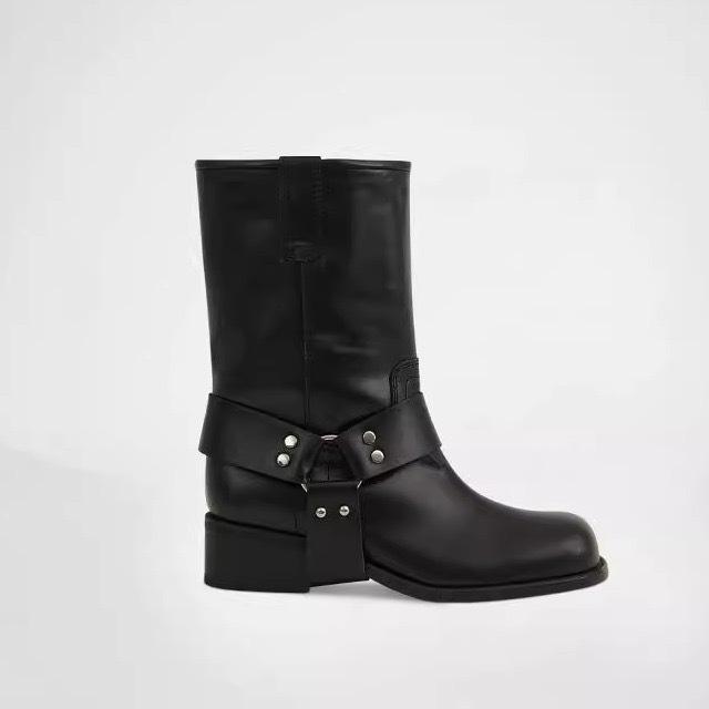 

Кожаные матовые винтажные ковбойские сапоги в стиле вестерн женские толстые средние сапоги Martin 40