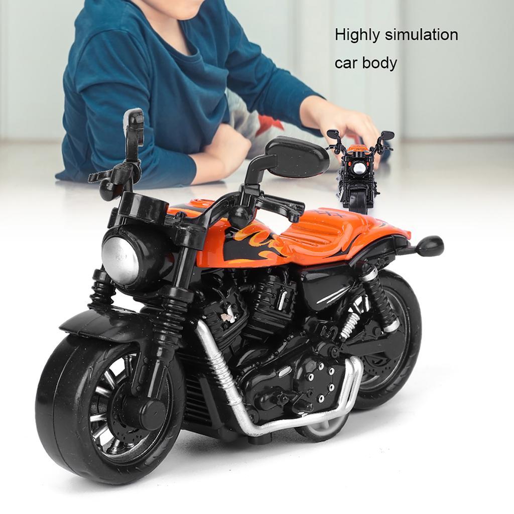 Alloy Motorbike Toy Model Highly Simulation Children Kid Pull Back Vehicle Toy(Orange )