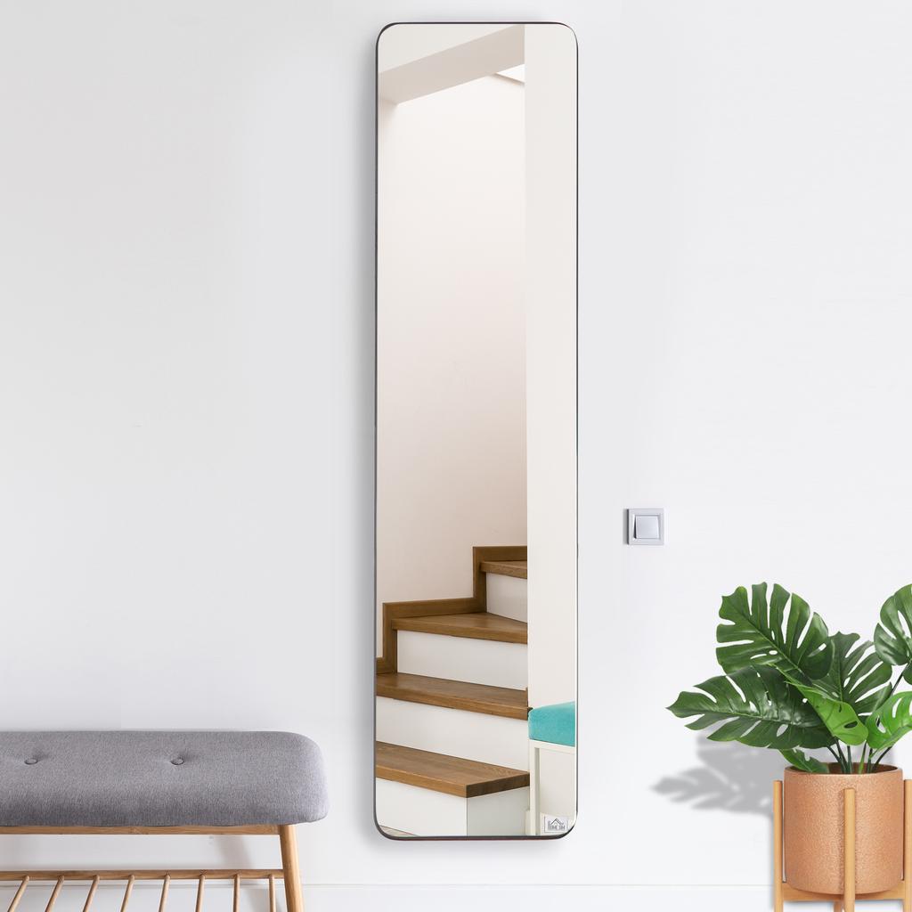Full Length Mirror, 156 X 37 Cm Rectangular Full Body Mirror with Stand, Floor Standing, Hanging or Leaning Against Wall for Bedroom Cloakroom, Black