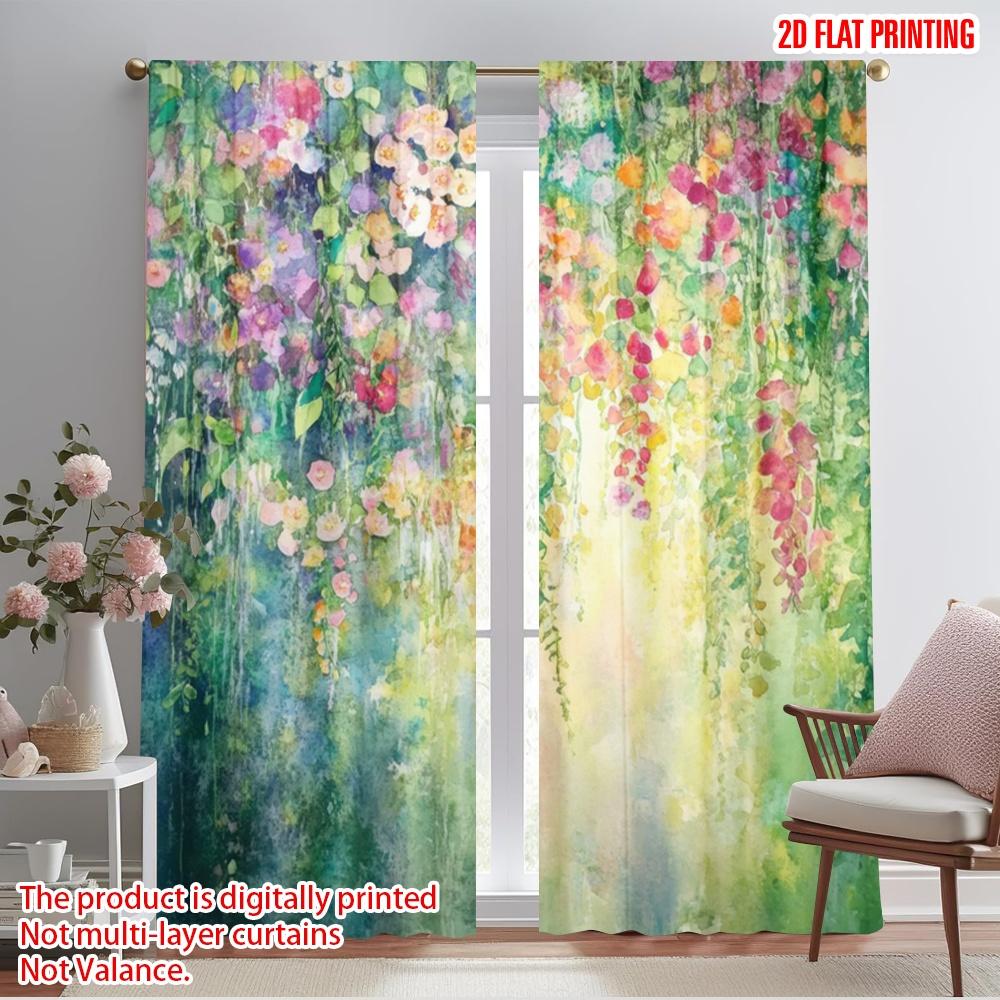 

2 шт., 2D печать на ткани для штор, Садовый пейзаж мечты, Универсальный, Прочный полиэстер (без удилища) Подарки для спальни, гостиной 52.50×116.00 CM 2pcs