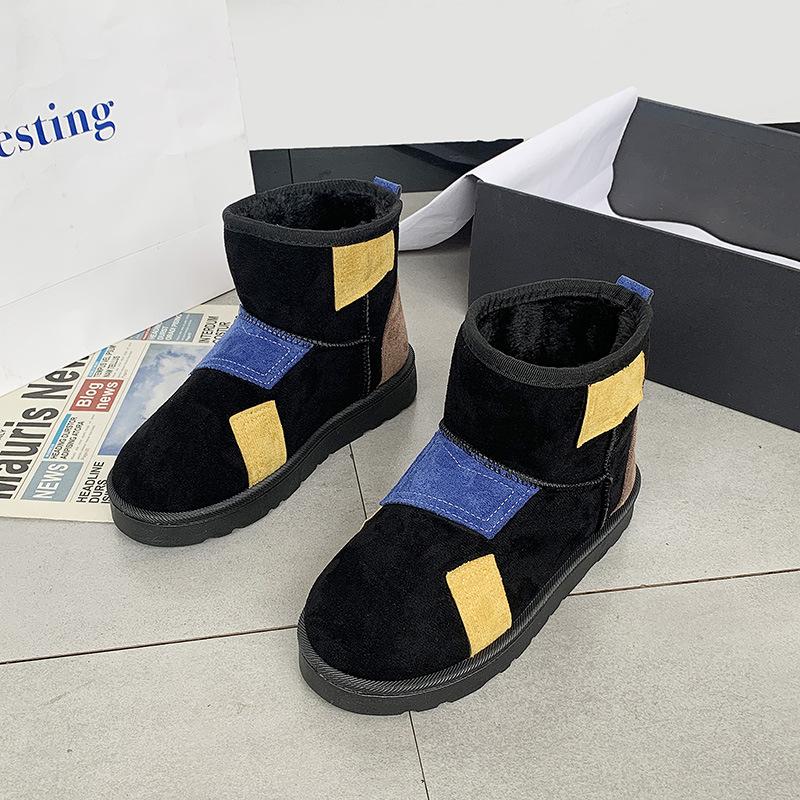 

Женские цветные зимние теплые ботинки-дутики большого размера на мягкой подошве, с меховой подкладкой до щиколотки, нескользящие, для пеших прогулок, повседневные, спортивные, хлопковые 36