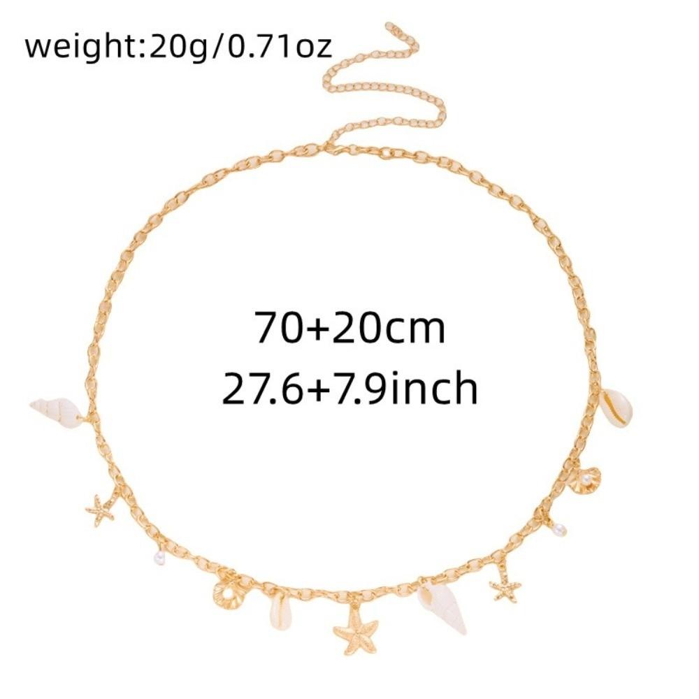 Shell Imitation Pearl Body Chain Adjustable Beads Belly Chain Retro Starfish Waist Chain Ladies