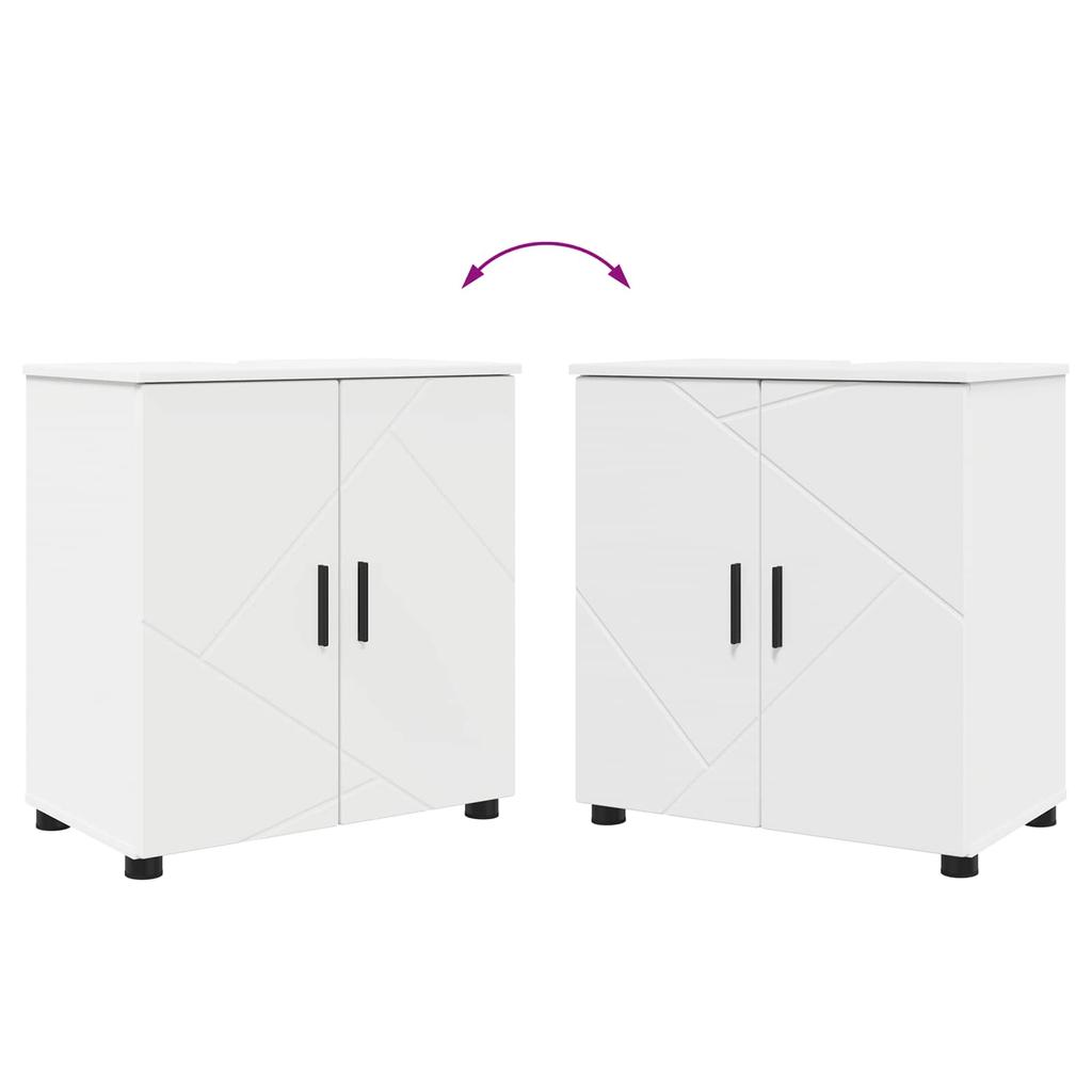 Bathroom Furniture Set with Door 5 Pcs White Engineered Wood & Metal