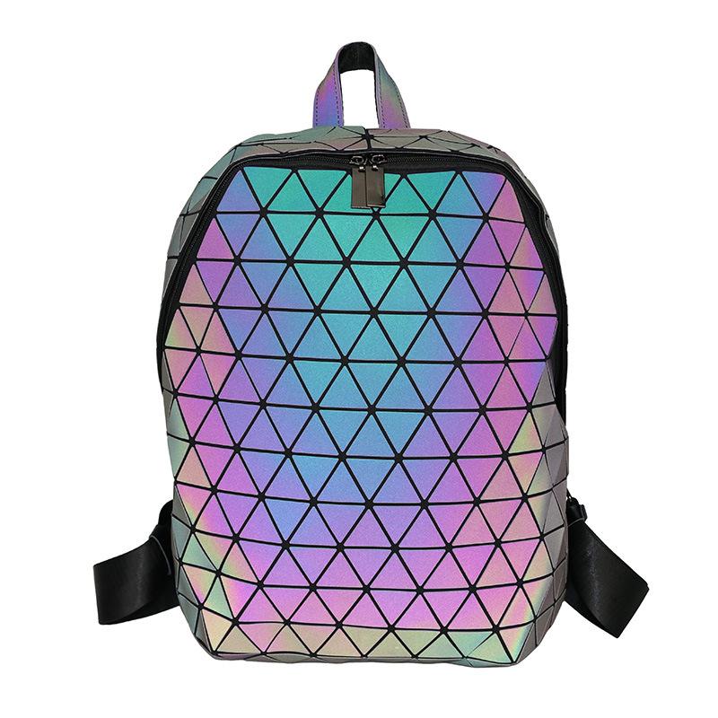 Fashion Backpack Geometric Rhombus Inverted Triangle Symphony Mountaineering Bag Triangle Piece Rhombus Color Changing Luminous Backpack