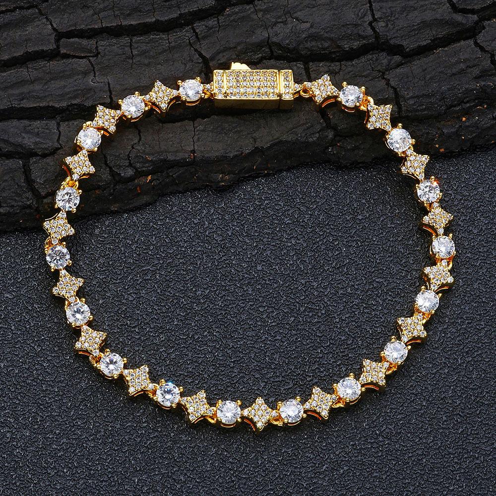 

Hip Hop 6mm Star Zircon Tennis Chain Men s Bracelet Light Luxury High-end Jewelry Accessories Bracelet 7Inch（Length17