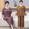 Plus Size Casual Summer Two-Piece Set for Middle-Aged and Elderly: Loose Short Sleeve & Slimming Design