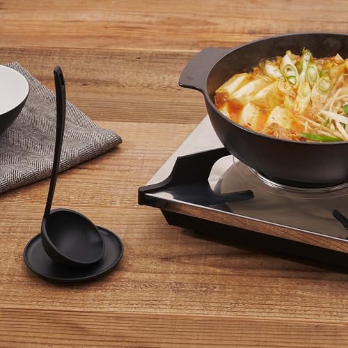 H Concept +d Tate Otama Mini, Black (D-502-BK), Standing Ladle with Small Plate, Space-Saving Design