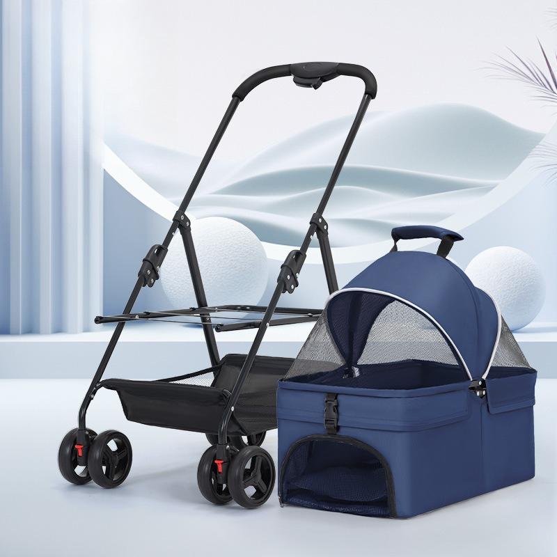 Lightweight Pet Cart Dog Foldable Separation Strollers Medium Dog Cart Dog Detachable Car Carrier Bag Pet Carriers with Plate