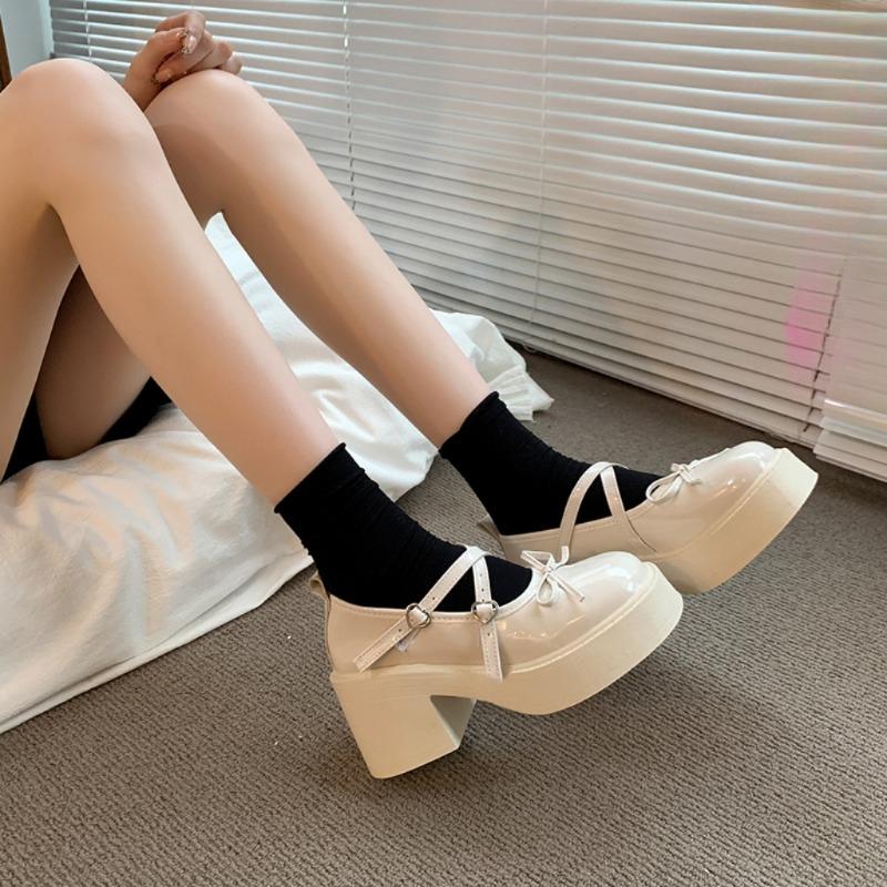 

Fashion Women Chunky Heel Mary Jane Shoes Spring Round Toe Pumps Fashion Platform Shoes for Women Dress Students Women Lolita Shoes 35 бежевый