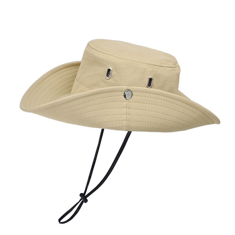 

9256 Summer Mountaineering Fishing Outdoor Hat Women s Breathable All-Matching Sun Hat Men Big Brim Sun-Proof Bucket Hat Khakis