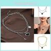 Elegant Titanium Steel Heart Necklace For Women With Double Layer Mosaic Design
