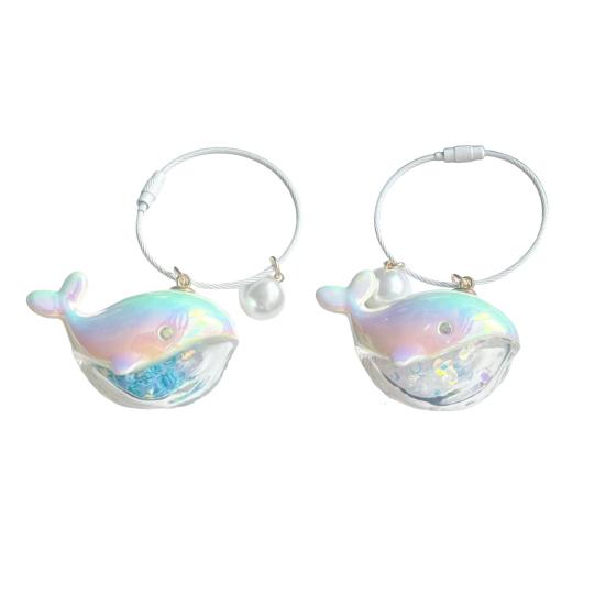 1/2/3Pcs Key Chain Faux Pearl Whale Shape Charm Keychain with Bangle Bags Backpacks Key Holder Decorative Bag Accessory