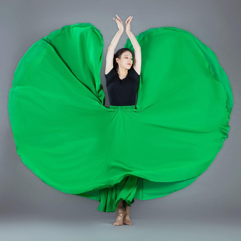 720° Chiffon Swing Skirt: High Waist, Ethnic Dance Red, Slimming Design