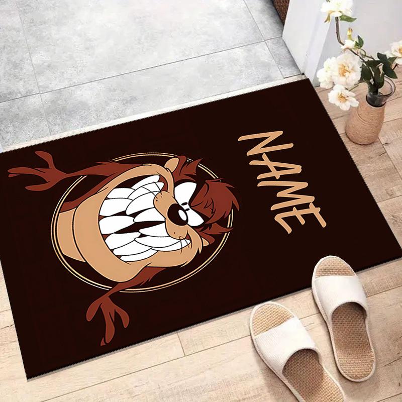 Custom Taz Mat Personalized Name, Polyester Washable Indoor Entryway Rug, Gift for Christmas, Easter, Thanksgiving Day