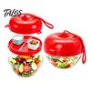 Recipiente de Comida para Piquenique com Tampa, Tigela de Salada em Formato de Maçã, Compartimentos Divididos, Almoço à Prova de Vazamento para Caixa Plástica, Escola, Trabalho, Viagem, Bento Portátil Fresco