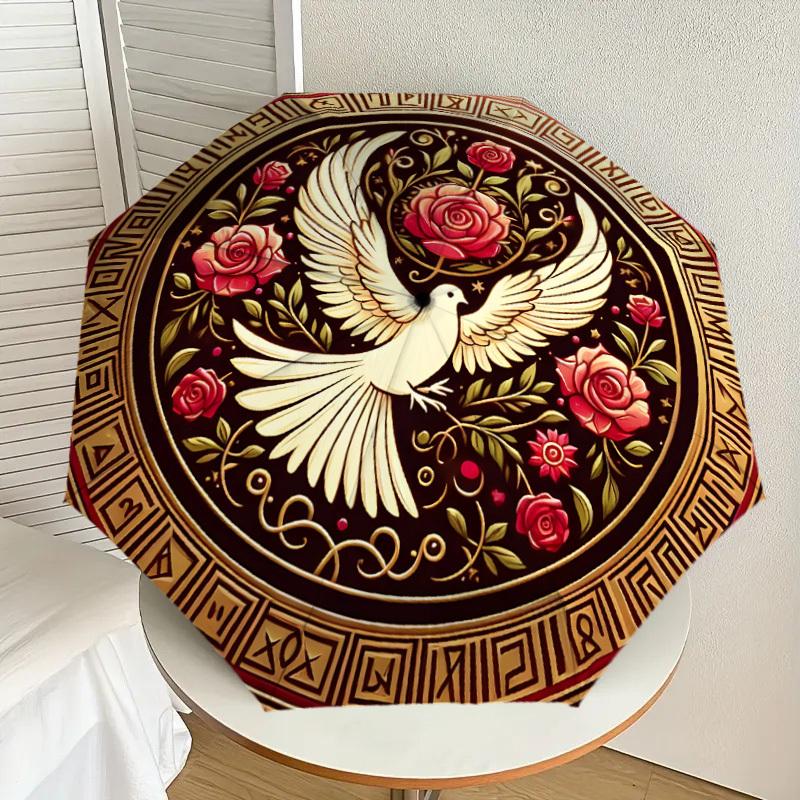 1pc Floral Harmony Emblem Umbrella with Plastic Handle,Suitable for All Seasons Home Travel Outdoor UmbrellaDD993