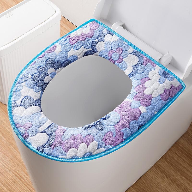 Toilet Cover Plush Seat Waterproof Universal Toilet Ring Washable Bathroom Mat Decorative With Random Color Back Of Seat Cushion