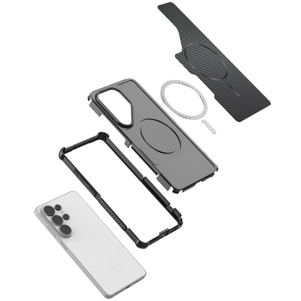 Crystal Magnetic Protective Samsung S26 ULTRA Case, Carbon Fiber Texture, Drop-Proof, Four-Corner Design