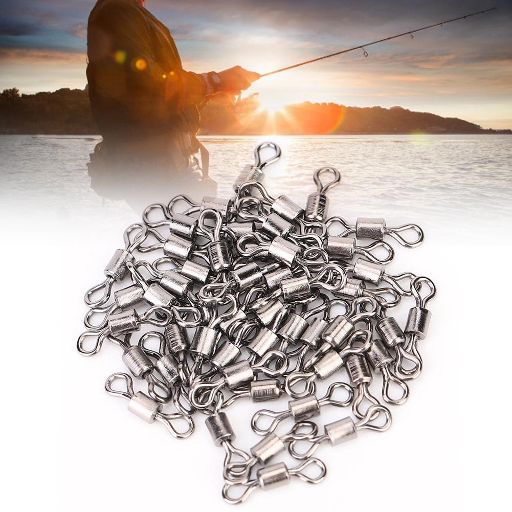 50pcs Stainless Steel Fishing Connector Pin Bearing Rolling Swivel Fish Accessories(#10)